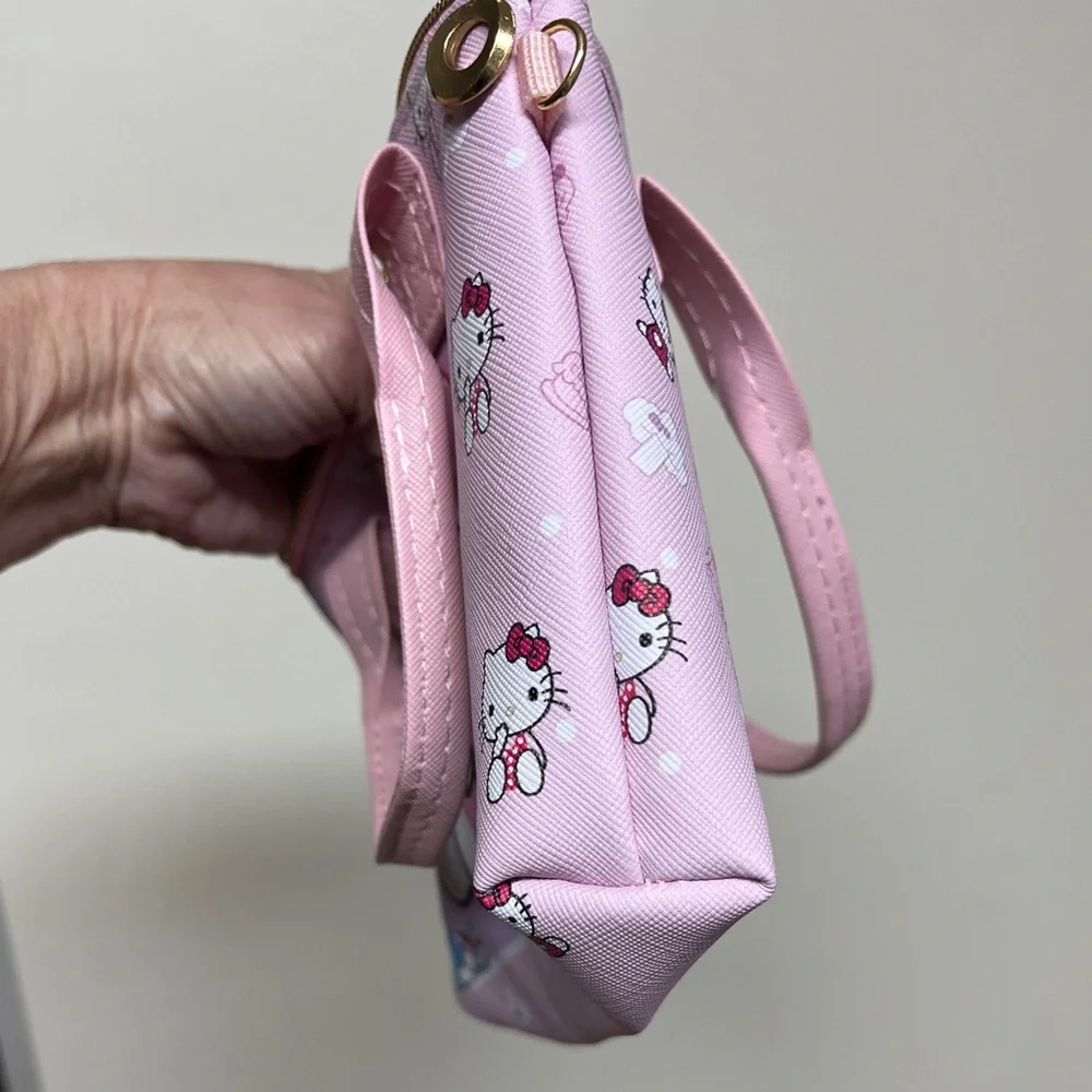 Hello Kitty Pink Kids Tote Bag, NWT, 9x6.5x1”, remov crossbody strap, PU leather